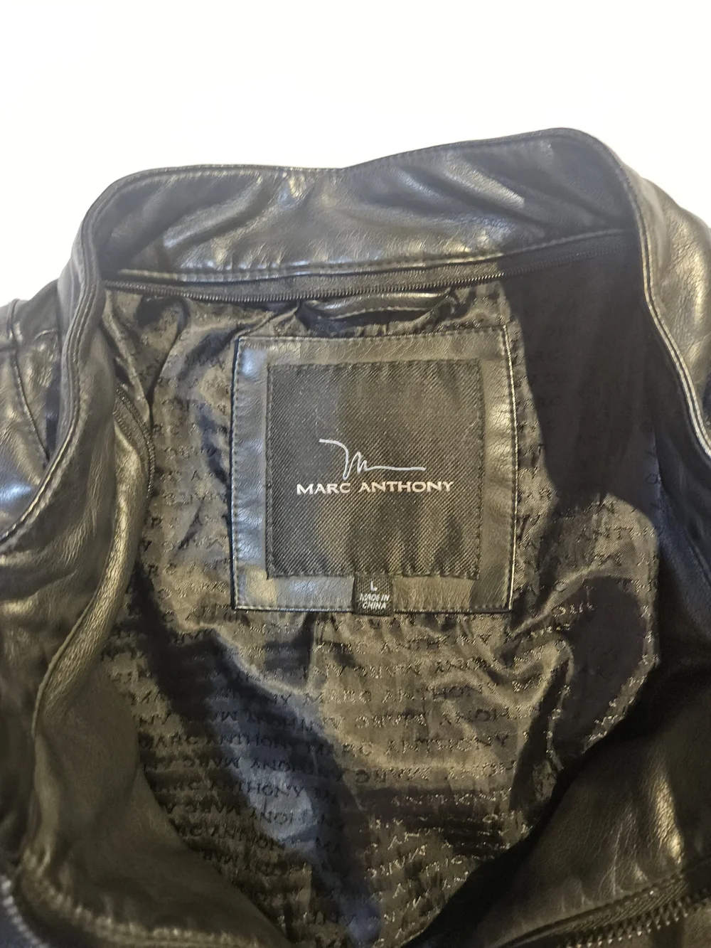 Marc Anthony Black Faux Leather Moto Jacket